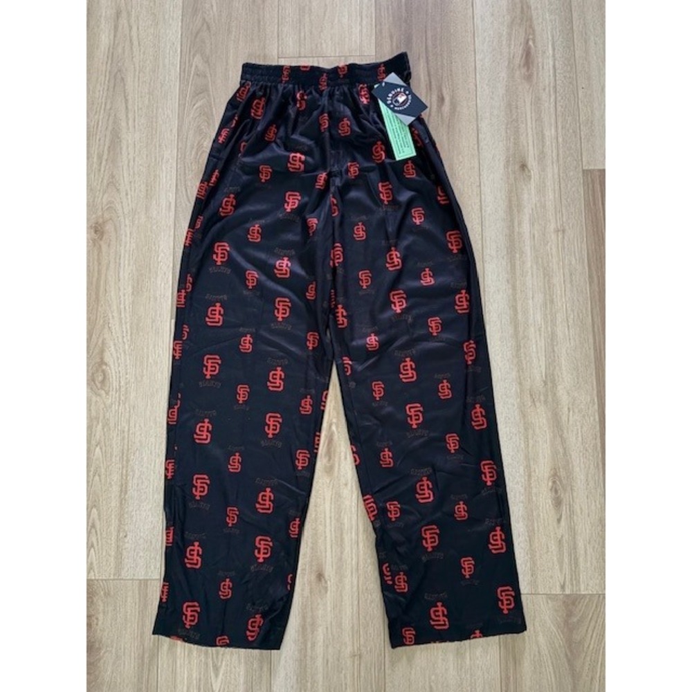 Youth San Francisco Giants Pajama Pants Black Orange All Over Logo Size XL 18 20